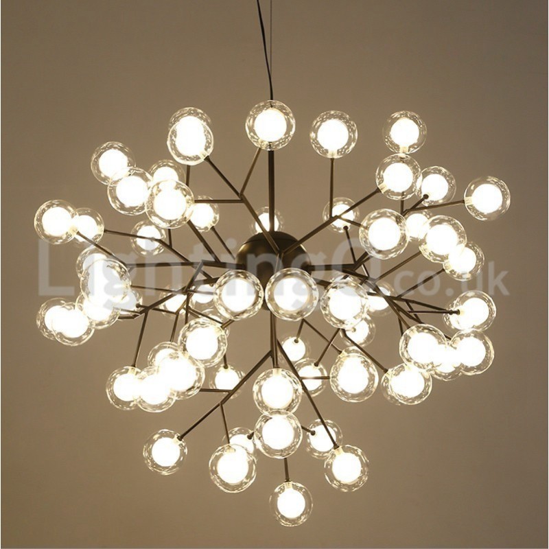 Lampadario moderno nordico in vetro a bolle, attacco G4, 9-63 luci