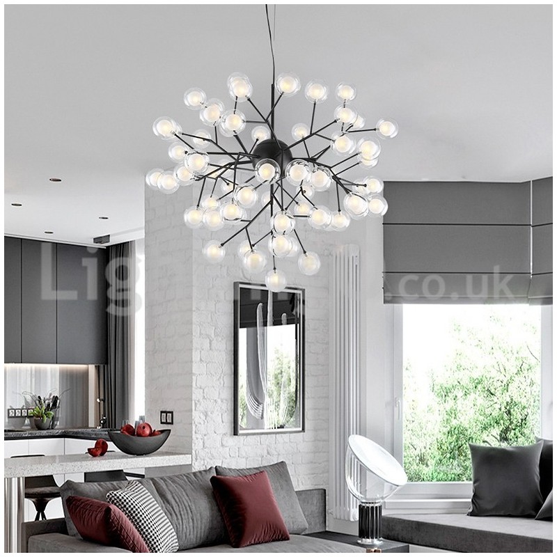 Lampadario moderno nordico in vetro a bolle, attacco G4, 9-63 luci