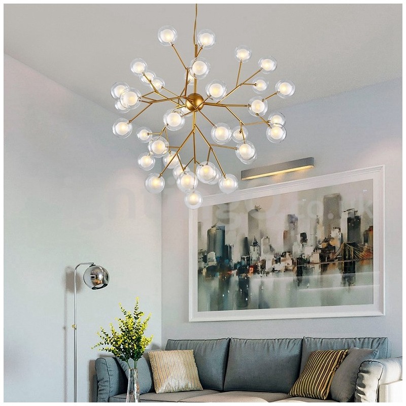 Lampadario moderno nordico in vetro a bolle, attacco G4, 9-63 luci