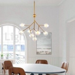 Lampadario moderno nordico in vetro a bolle, attacco G4, 9-63 luci