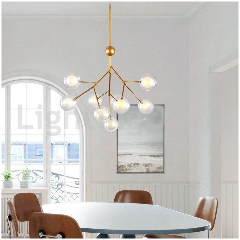 Lampadario moderno nordico in vetro a bolle, attacco G4, 9-63 luci