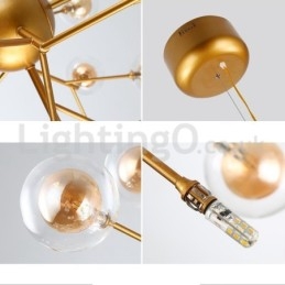 Lampadario moderno nordico in vetro a bolle, attacco G4, 9-63 luci