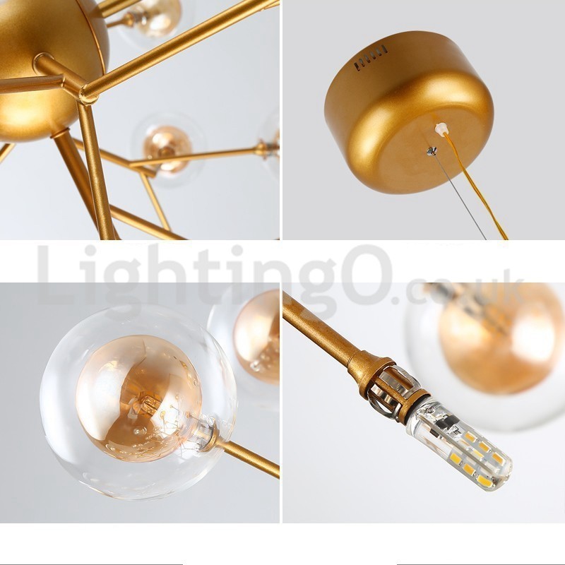 Lampadario moderno nordico in vetro a bolle, attacco G4, 9-63 luci