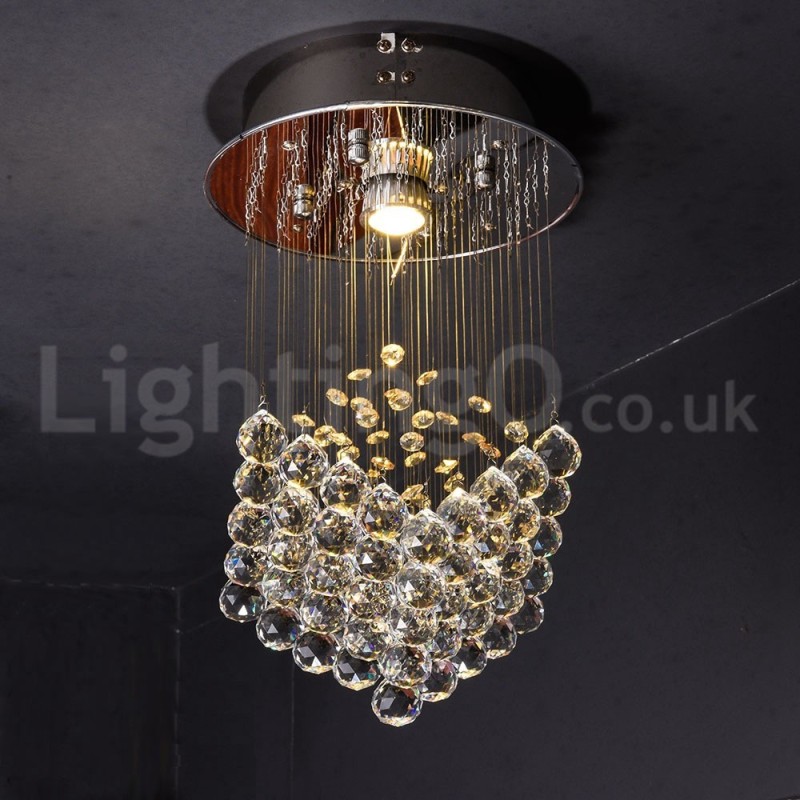 Lampadario da soffitto moderno in cristallo K9, 1 luce, LED integrato