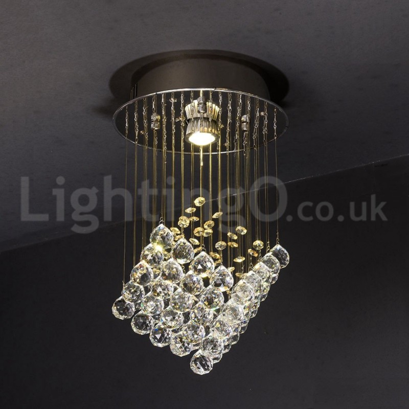 Lampadario da soffitto moderno in cristallo K9, 1 luce, LED integrato