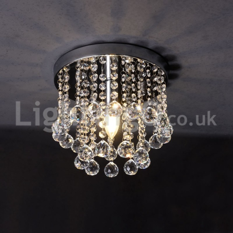 Lampadario rotondo in cristallo a filo da portico E14