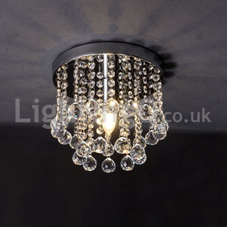 Lampadario rotondo in cristallo a filo da portico E14