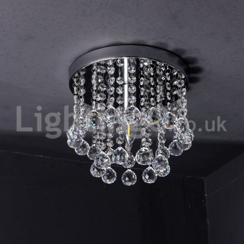 Lampadario rotondo in cristallo a filo da portico E14