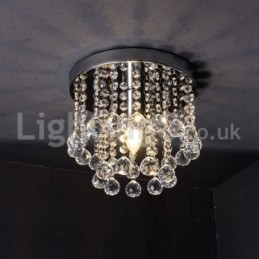Lampadario rotondo in cristallo a filo da portico E14