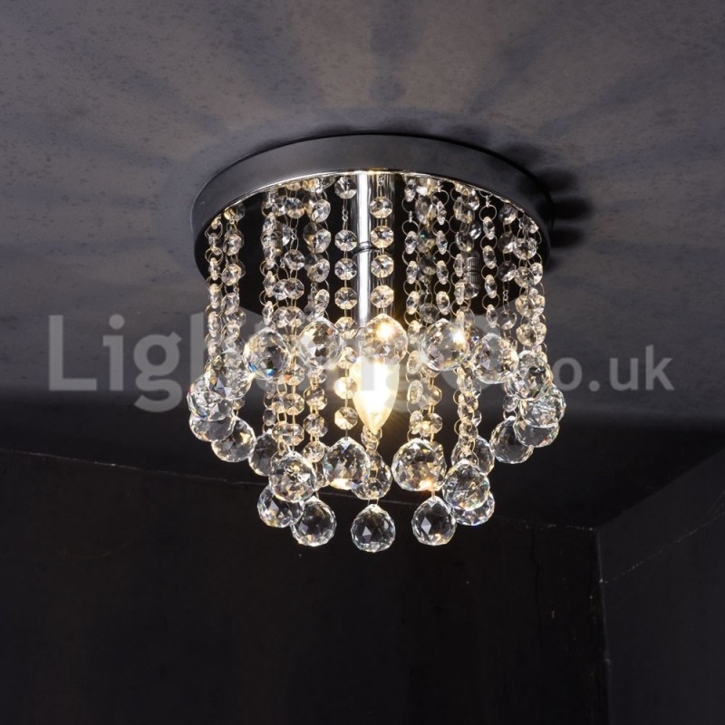 Lampadario rotondo in cristallo a filo da portico E14