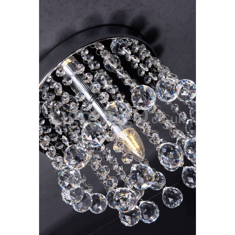 Lampadario rotondo in cristallo a filo da portico E14