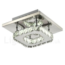 Plafoniera LED dimmerabile quadrata in cristallo a filo con telecomando