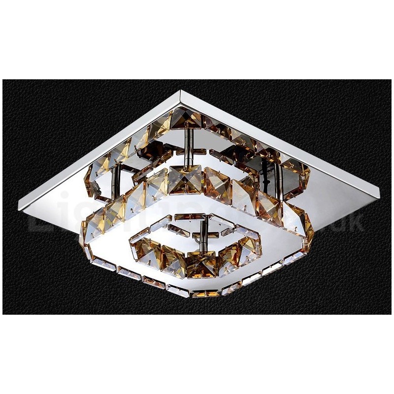 Plafoniera LED dimmerabile quadrata in cristallo a filo con telecomando
