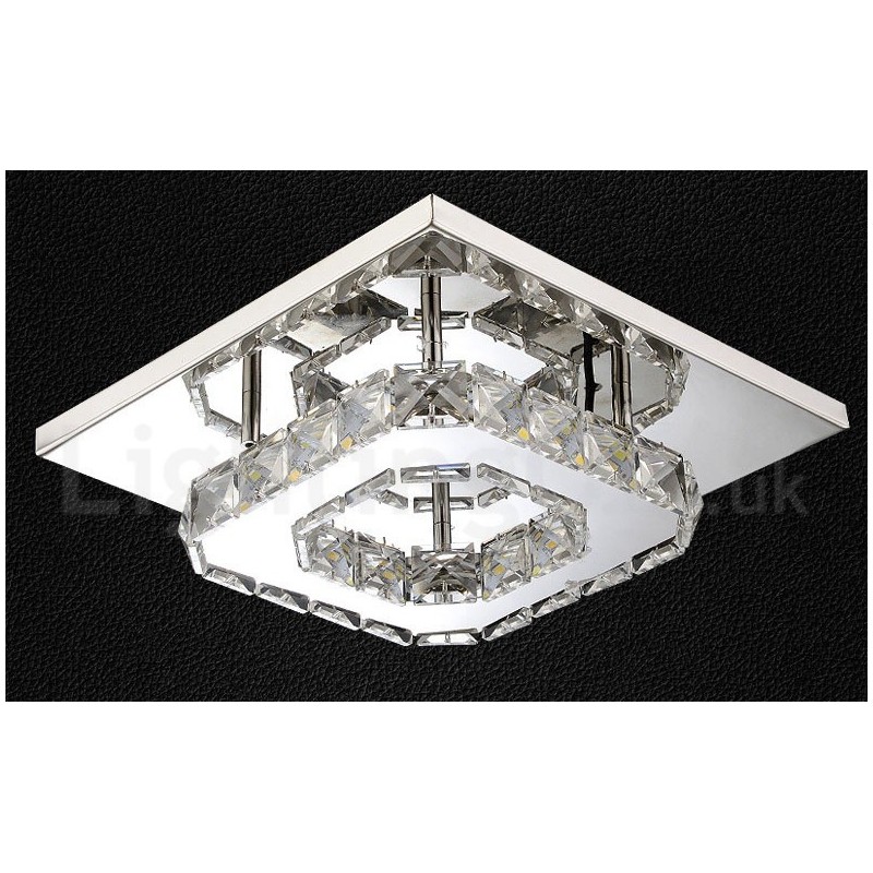 Plafoniera LED dimmerabile quadrata in cristallo a filo con telecomando