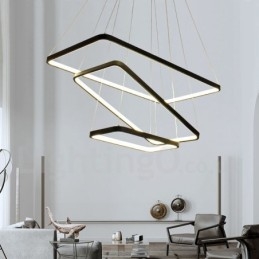 Lampada a sospensione LED dimmerabile con telecomando, 3 rettangoli, design moderno