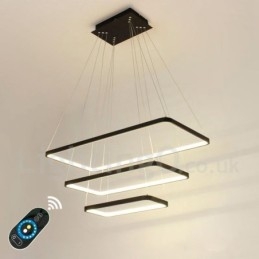 Lampada a sospensione LED dimmerabile con telecomando, 3 rettangoli, design moderno