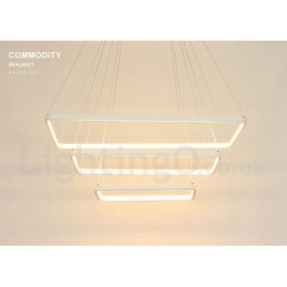Lampada a sospensione LED dimmerabile con telecomando, 3 rettangoli, design moderno
