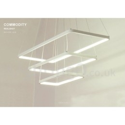 Lampada a sospensione LED dimmerabile con telecomando, 3 rettangoli, design moderno