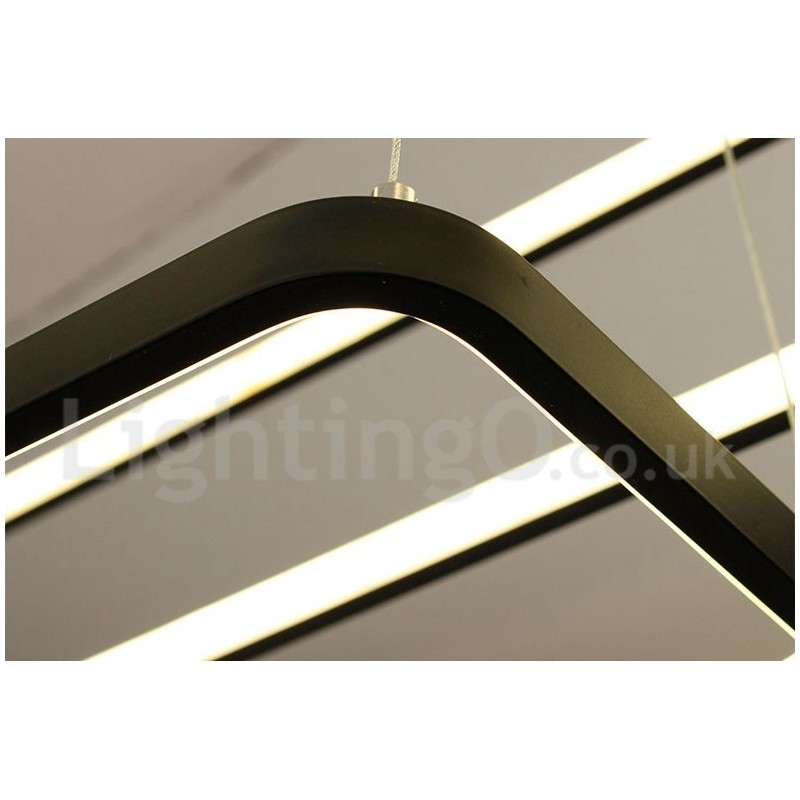 Lampada a sospensione LED dimmerabile con telecomando, 3 rettangoli, design moderno