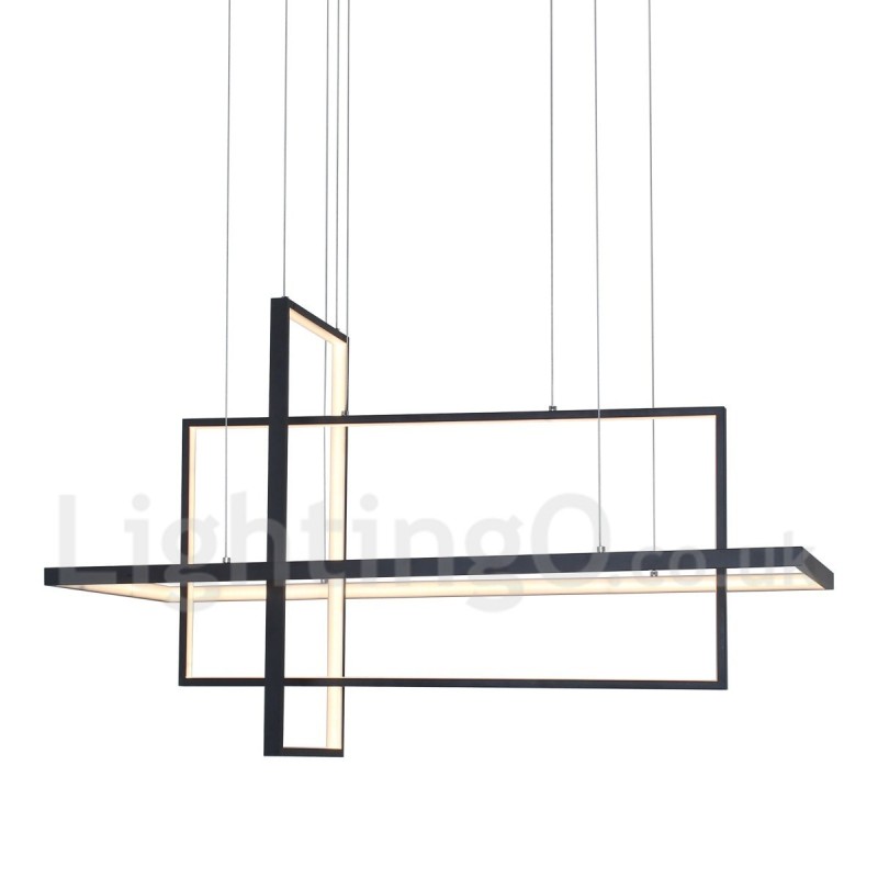 Lampada a sospensione LED dimmerabile con telecomando, design moderno a tre rettangoli