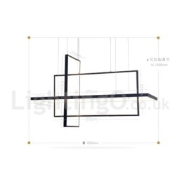 Lampada a sospensione LED dimmerabile con telecomando, design moderno a tre rettangoli