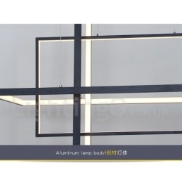 Lampada a sospensione LED dimmerabile con telecomando, design moderno a tre rettangoli