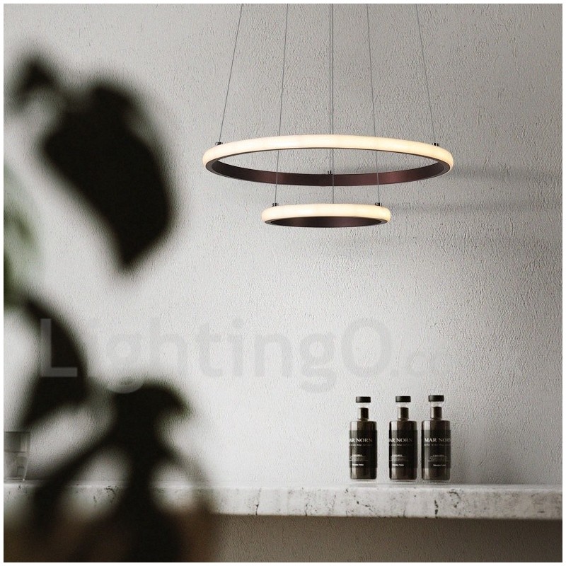 Lampada a sospensione LED dimmerabile Outside the Circles con telecomando, anelli moderni
