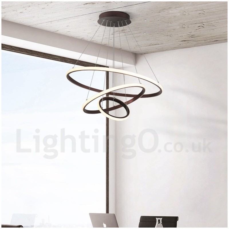 Lampada a sospensione LED dimmerabile Outside the Circles con telecomando, anelli moderni