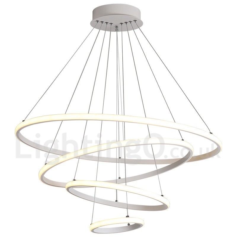 Lampada a sospensione LED dimmerabile Outside the Circles con telecomando, anelli moderni
