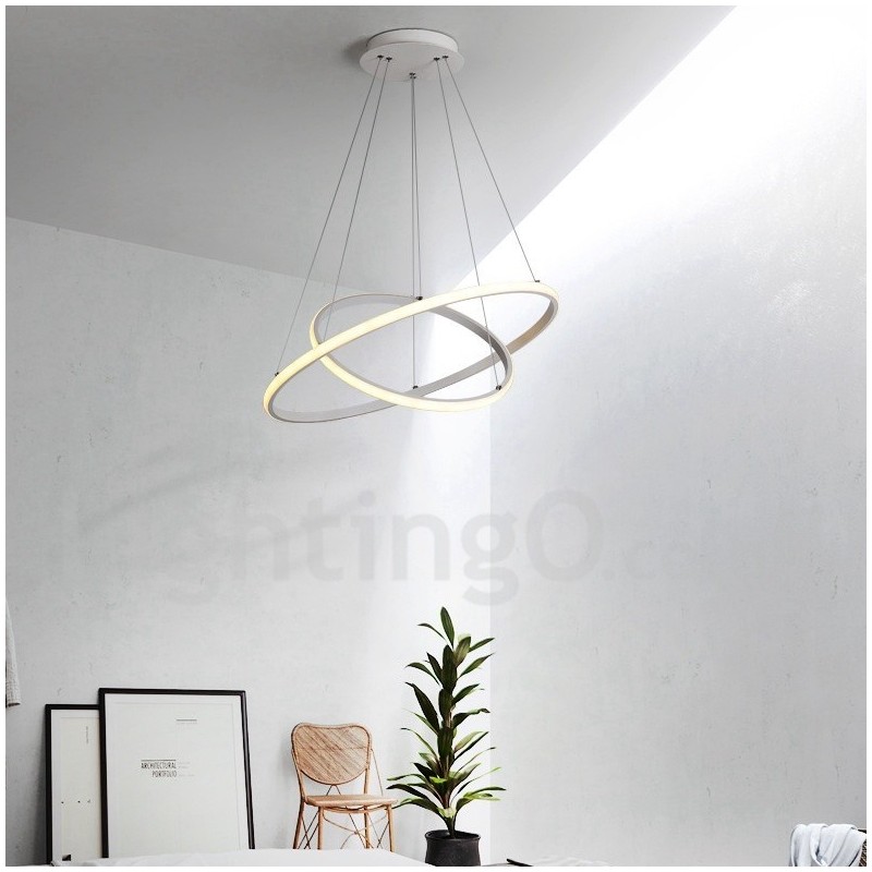 Lampada a sospensione LED dimmerabile Outside the Circles con telecomando, anelli moderni