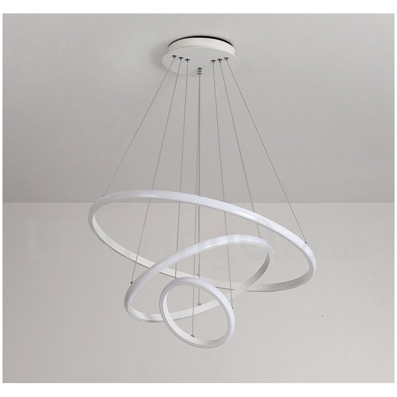 Lampada a sospensione LED dimmerabile Outside the Circles con telecomando, anelli moderni