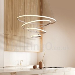 Lampada a sospensione LED dimmerabile Outside the Circles con telecomando, anelli moderni