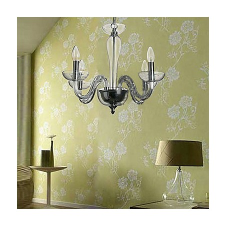 Lampadario in cristallo a 4 luci cromo con lampadine a candela