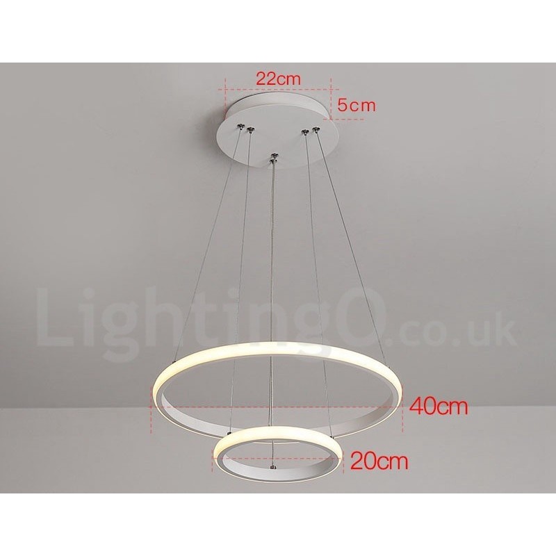 Lampada a sospensione LED dimmerabile Outside the Circles con telecomando, anelli moderni