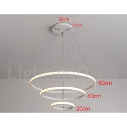 Lampada a sospensione LED dimmerabile Outside the Circles con telecomando, anelli moderni