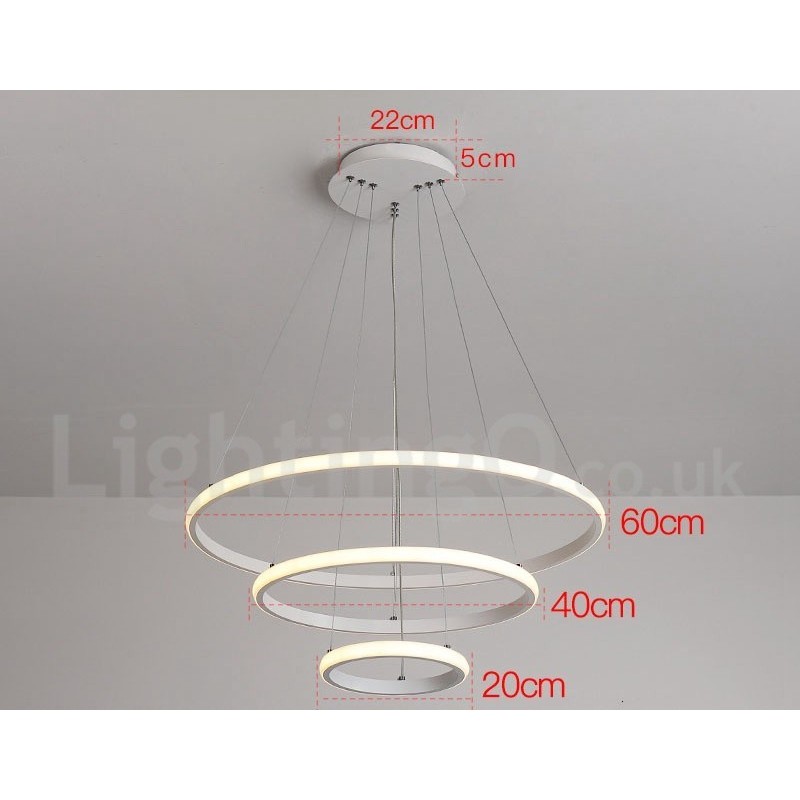 Lampada a sospensione LED dimmerabile Outside the Circles con telecomando, anelli moderni