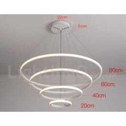 Lampada a sospensione LED dimmerabile Outside the Circles con telecomando, anelli moderni