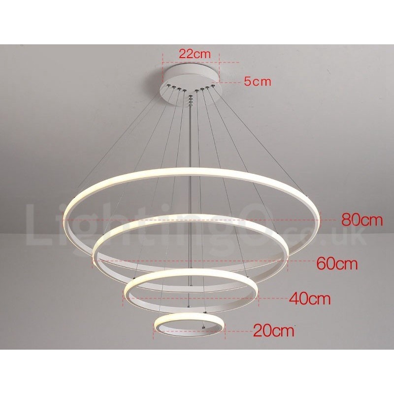 Lampada a sospensione LED dimmerabile Outside the Circles con telecomando, anelli moderni