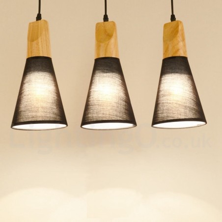 Lampada a sospensione in legno con paralume in acrilico, 1 luce o 3 luci