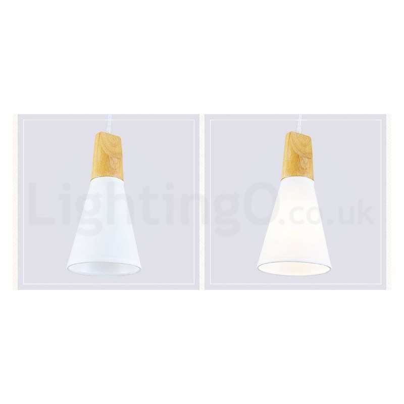 Lampada a sospensione in legno con paralume in acrilico, 1 luce o 3 luci