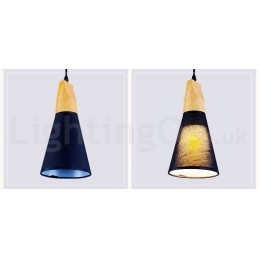 Lampada a sospensione in legno con paralume in acrilico, 1 luce o 3 luci