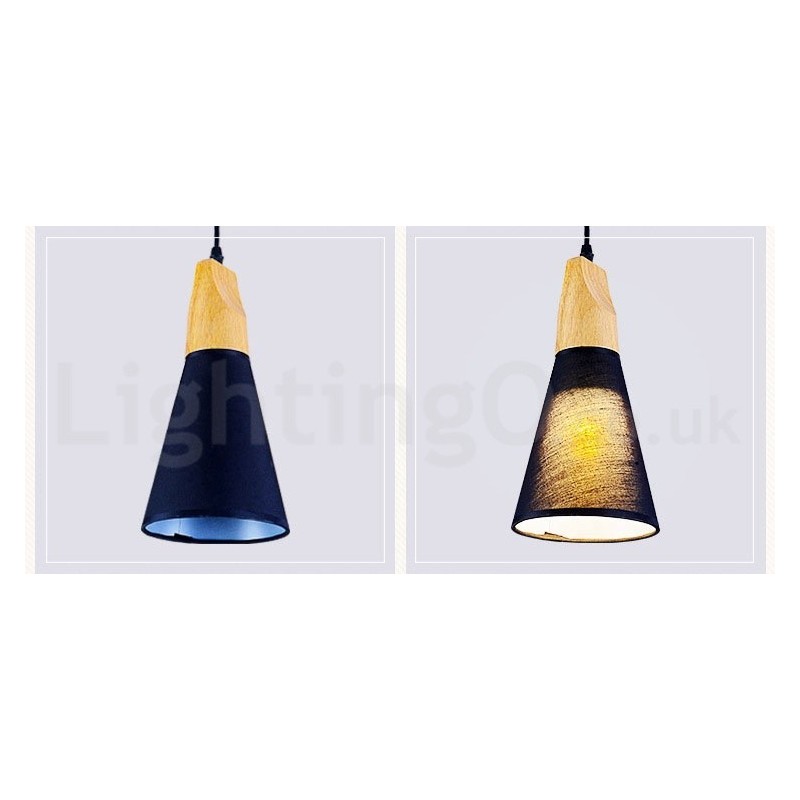 Lampada a sospensione in legno con paralume in acrilico, 1 luce o 3 luci