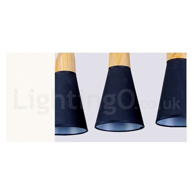 Lampada a sospensione in legno con paralume in acrilico, 1 luce o 3 luci