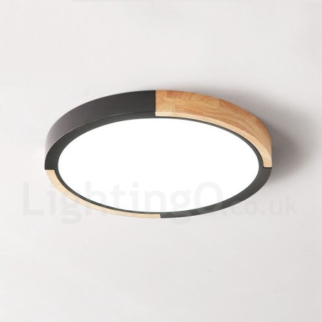 Plafoniera rotonda in legno multicolore ultra sottile con paralume in acrilico stile nordico