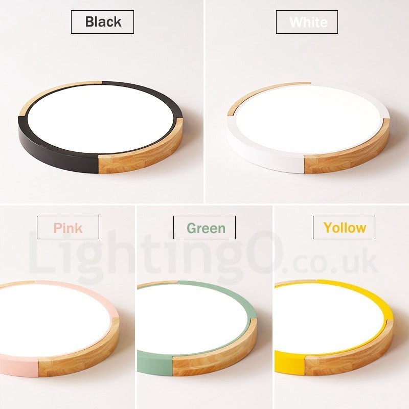 Plafoniera rotonda in legno multicolore ultra sottile con paralume in acrilico stile nordico