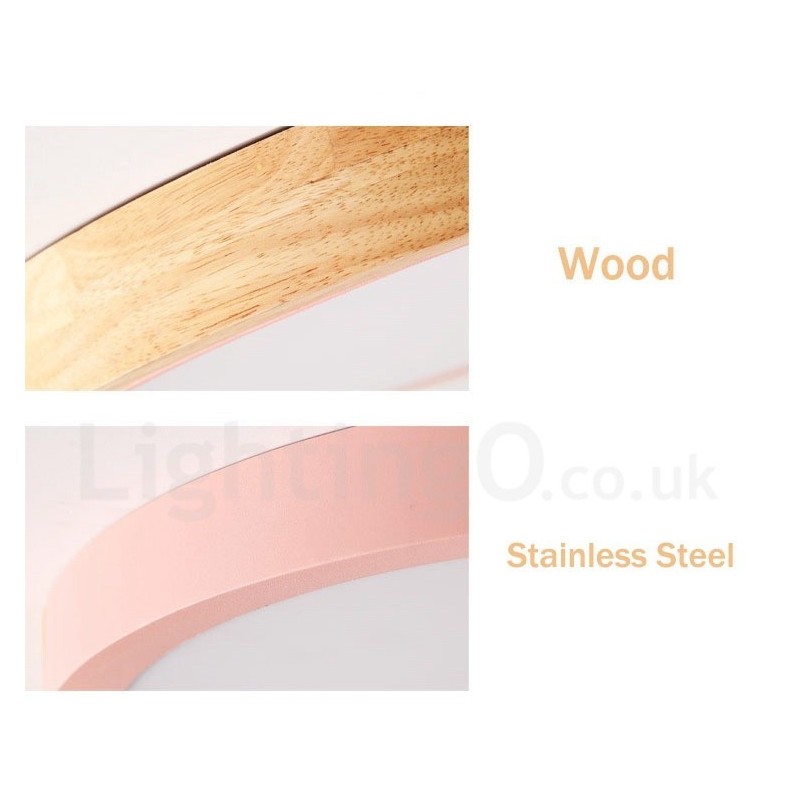 Plafoniera rotonda in legno multicolore ultra sottile con paralume in acrilico stile nordico