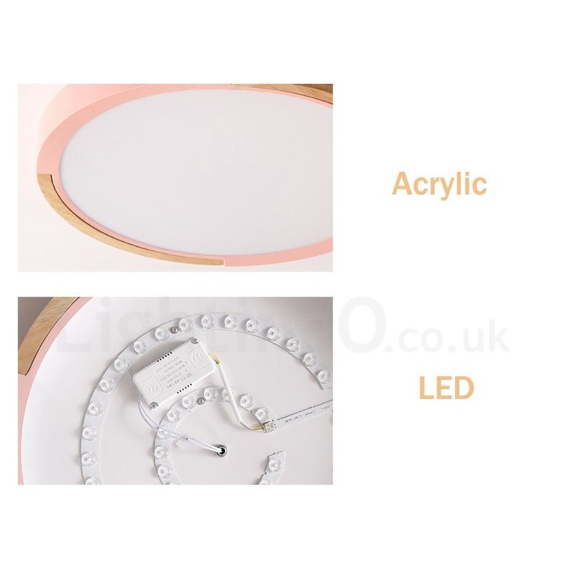 Plafoniera rotonda in legno multicolore ultra sottile con paralume in acrilico stile nordico