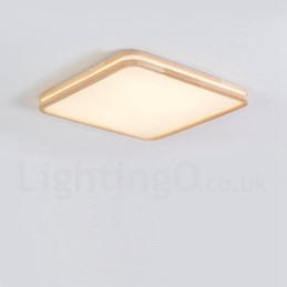 Plafoniera LED ultrasottile in legno massello e acrilico, stile nordico, rotonda