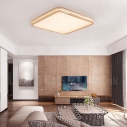 Plafoniera LED ultrasottile in legno massello e acrilico, stile nordico, rotonda