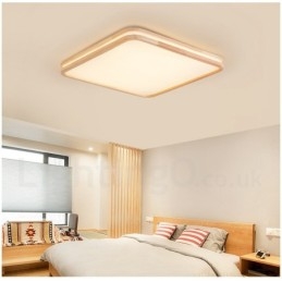 Plafoniera LED ultrasottile in legno massello e acrilico, stile nordico, rotonda